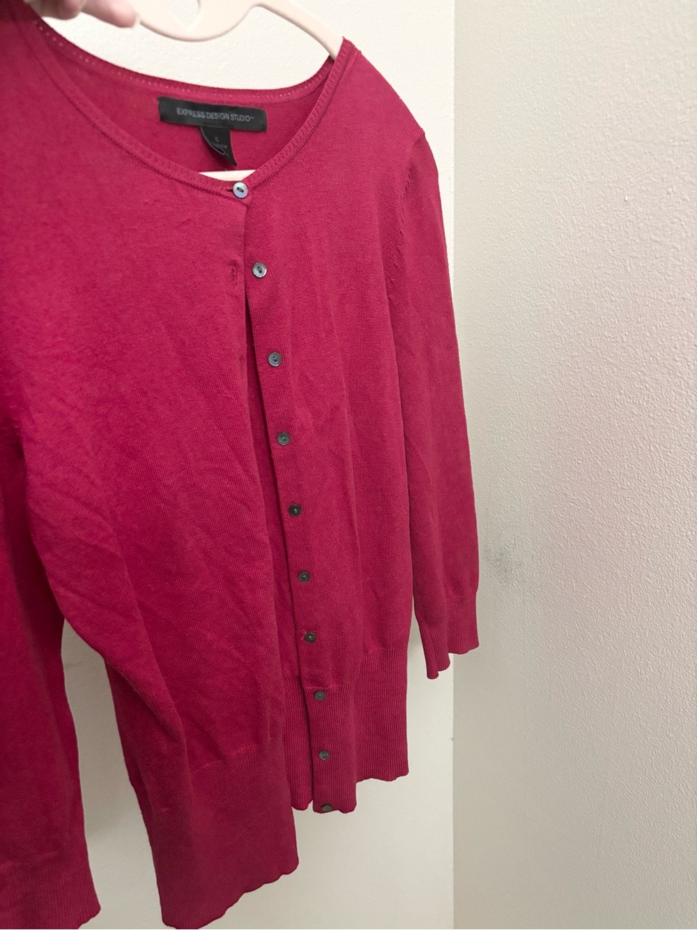 5/$25 🩷 Silk Express Women's Dark Berry Button-Front Cardigan - Picture 6 of 6